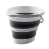 Galeata pliabila din silicon si plastic, cu maner, capacitate 5L, dimensiuni 27X21X16 cm, compacta si usor de depozitat, alb/gri