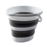Galeata pliabila din silicon si plastic, cu maner, capacitate 10L, dimensiuni 34X26X21 cm, compacta si usor de depozitat, alb/gri