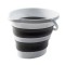 Galeata pliabila din silicon si plastic, cu maner, capacitate 5L, dimensiuni 27X21X16 cm, compacta si usor de depozitat, alb/gri