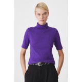 Medicine tricou femei, culoarea violet, cu guler