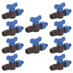 Set 10 x Robinet din plastic pentru teava picurare cu filet si piulita, Nr-7645, 20 mm x 3/4&quot; FE