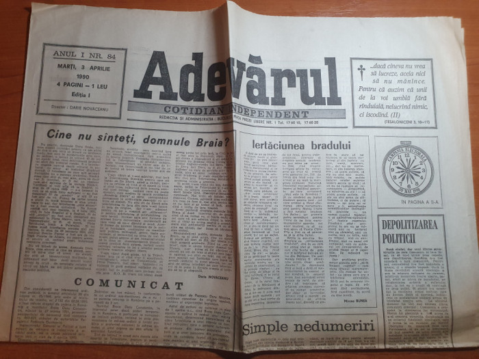 adevarul 3 aprilie 1990-art.&quot;cine nu sunteti, domnule braia?&quot;