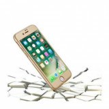Husa FullBody Gold pentru iPhone 8 acoperire completa cu folie de protectie, Auriu, MyStyle