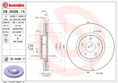 BREMBO 09.9468.11 PRIME LINE - UV Coated Disc frana foto