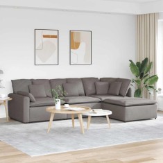 vidaXL Canapea modulară cu taburet și perne, textil, gri taupe