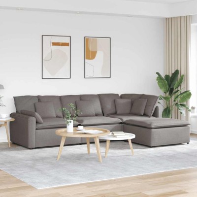 vidaXL Canapea modulară cu taburet și perne, textil, gri taupe foto