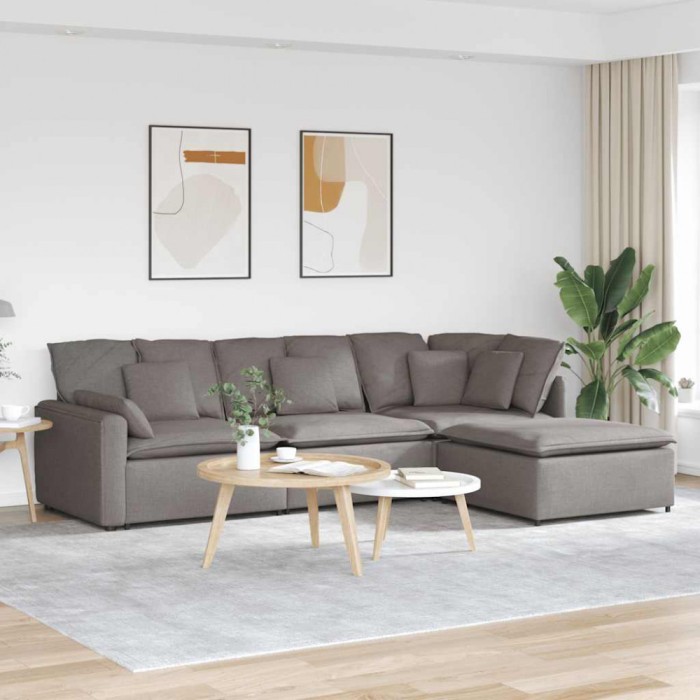 vidaXL Canapea modulară cu taburet și perne, textil, gri taupe