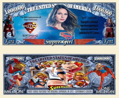 SUA = FANTASY NOTE (TJ6) = SUPER GIRL - 2012 - UNC / SERIA COMICS SUPERHEROS foto