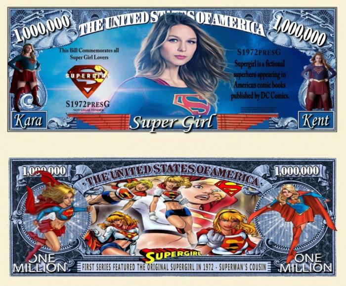 SUA = FANTASY NOTE (TJ6) = SUPER GIRL - 2012 - UNC / SERIA COMICS SUPERHEROS