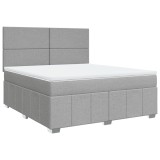 Cumpara ieftin Pat continental, gri deschis, 180x200 cm, material textil