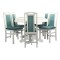 Set masa living extensibila SB Nork, MDF Furniruit, structura lemn masiv, 8 persoane, 198-160x90x74 cm si 6 scaune, tapiterie stofa, lacuit, 120 kg, a