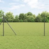 VidaXL Gard Euro cu 13 St&acirc;lpi 1.2x25 m Oțel Galvanizat Gri