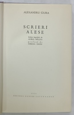 ALEXANDRU CIURA , SCRIERI ALESE , 1966 foto
