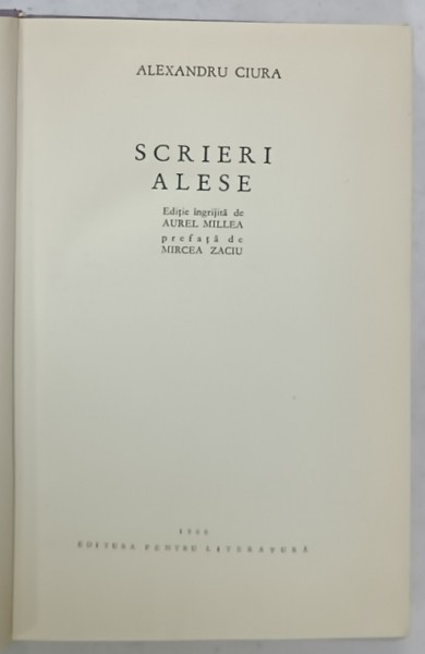 ALEXANDRU CIURA , SCRIERI ALESE , 1966