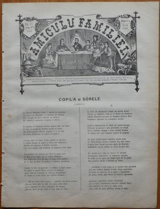 Ziarul Amiculu familiei , an 4 , nr. 21 , Gherla , 1880 , Iacob Negruzzi