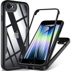 Husa iPhone 7 8 SE 2, SE 2020 SE 3, SE 2022 360 grade silicon TPU transparenta Negru foto