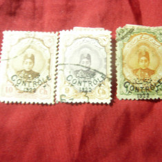 3 Timbre Iran Persia 1922 - Rege Ahmet Ghadsar Rahmen ,supratipar Control ,stamp