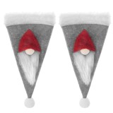 Cumpara ieftin Set 2 bucati decoratiune Craciun pentru tacamuri, model spiridus, 18 x 10 cm, gri