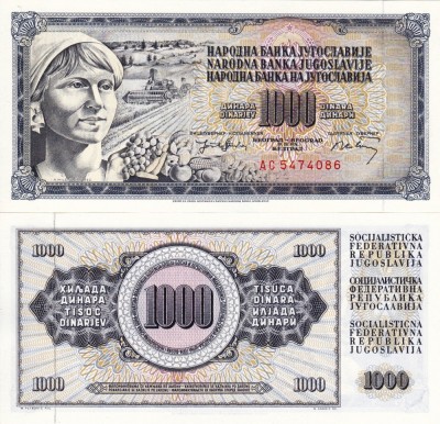 IUGOSLAVIA 1.000 dinara 1974 UNC!!! foto