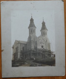 Foto pe carton gros, Biserica din Fabric, Timisoara, in timpul constructiei