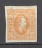 Romania.1865 Principele Cuza in oval 2 Par. portocaliu hartie vargata XR.12, Nestampilat