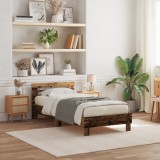vidaXL Cadrul de pat fără saltea cu lumini LED Lemn vechi 100x200 cm