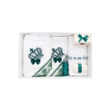 Trusou Botez 7 Piese Personalizat cu Broderie, Verde, Coroana Regala - TB49
