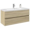 VidaXL Set mobilier de baie, 2 piese, ceramică și lemn prelucrat 3307665