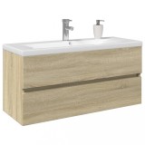 VidaXL Set mobilier de baie, 2 piese, ceramică și lemn prelucrat