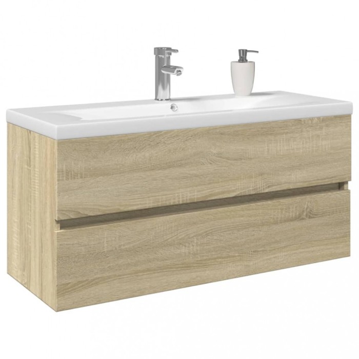 vidaXL Set mobilier de baie, 2 piese, ceramică și lemn prelucrat 3307665