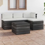 Cumpara ieftin Set mobilier grădină din paleți cu perne, 5 piese, lemn de pin