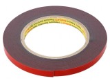 Bandă de fixare acril gri &icirc;nchis 9mm x 5,5m x 1,1mm
