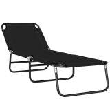 Outsunny Scaune de Piscina Sezlong Pliabile, Scaune de Bronzat in Aer Liber, cu Spatar Rabatabil, Cadru din Otel si Plasa