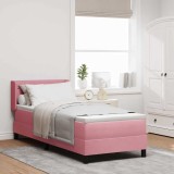 vidaXL Pat cu arcuri cu saltea cu headboard Roz 200 x 80 cm Poliester 3341389