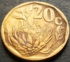 Moneda exotica 20 CENTI - AFRICA de SUD, anul 1993 *cod 4713 = SUID AFRIKA