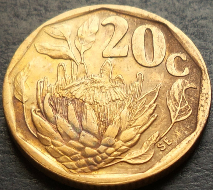 Moneda exotica 20 CENTI - AFRICA de SUD, anul 1993 *cod 4713 = SUID AFRIKA