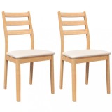 Cumpara ieftin Scaune sufragerie cu perne 2 buc cauciuc din lemn masiv natural