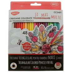 Set 48 Creioane Color DACO, 48 Culori, Corp Triunghiular din Lemn, cu Ascutitoare Inclusa, Creioane Colorate, Creioane DACO, Set Creioane Colorate, Cr foto