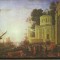 CPIB 16629 CARTE POSTALA CLAUDE LORRAIN PEISAJ CU DEBARCAREA CLEOPATREI LA TARS