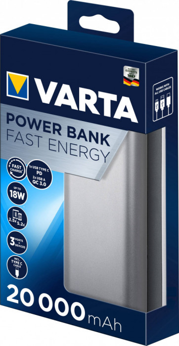 Baterie Externa Varta Power Bank Fast Energy 20000mAh 57983101111