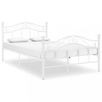 vidaXL Cadru de pat, alb, 120x200 cm, metal foto