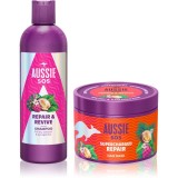 Aussie SOS Repair, Revive &amp; Repeat set cadou pentru par si scalp deteriorat