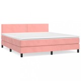 Cumpara ieftin Pat box spring cu saltea, roz, 180x200 cm, catifea