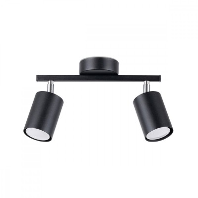 Lampă De Tavan Lemmi Negru Oțel 2 Becuri Tub Minimalist De Interior foto