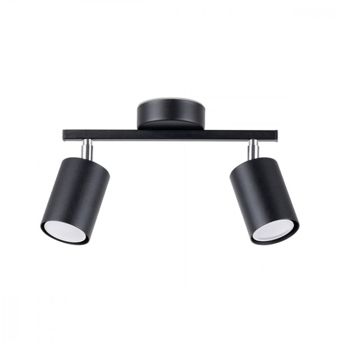 Lampă De Tavan Lemmi Negru Oțel 2 Becuri Tub Minimalist De Interior