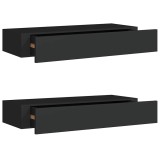 Cumpara ieftin Dulapuri de perete cu sertare 2 buc. negru 60x23,5x10 cm MDF