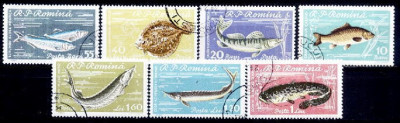 C1130 - Romania 1960 - fauna pesti 7v.stampilat,serie completa foto