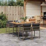 vidaXL Set mobilier de grădină cu perne, 5 piese, gri, poliratan 3211442