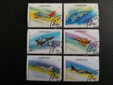 Tanzania 1993 - Avioane de luptă / Aviație, set complet 6 timbre obliterate -A583