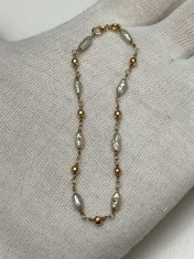 BRATARA AUR 14K + PERLE Naturale - Neregulate - 17-21cm - Vintage !